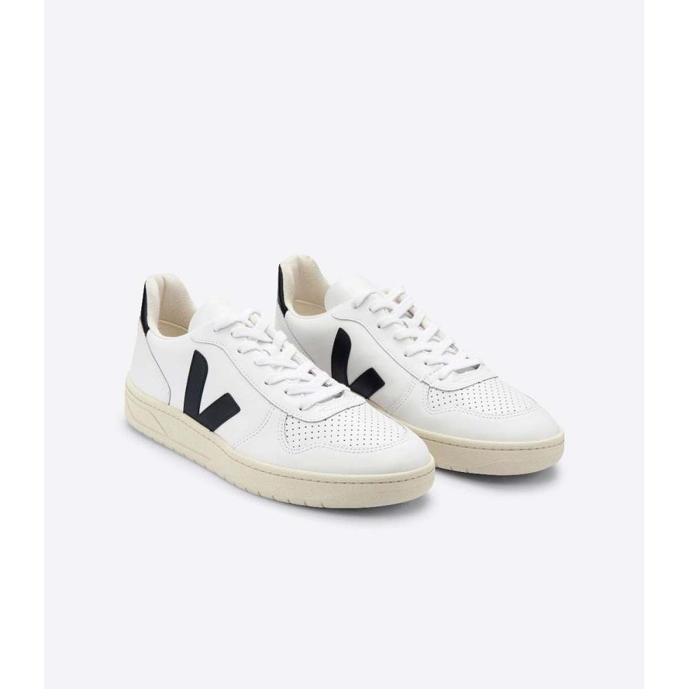 Αθλητικά Παπούτσια γυναικεια Veja V-10 LEATHER White/Black | GR 663MQZ